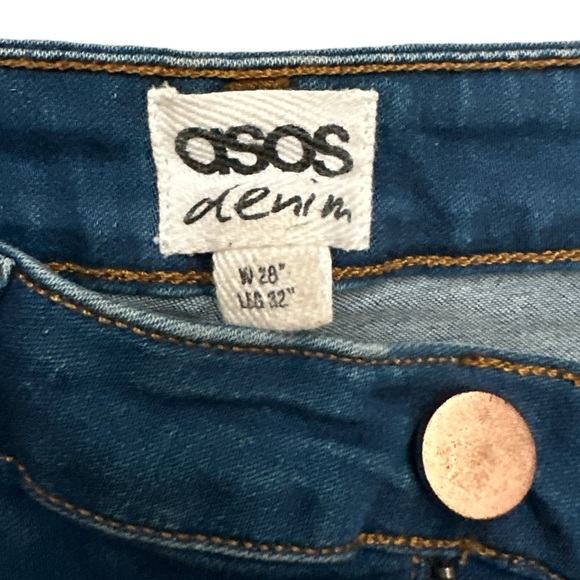 ASOS Women’s High-Rise Stretch Skinny Blue Denim Jeans - Picture 5 of 7